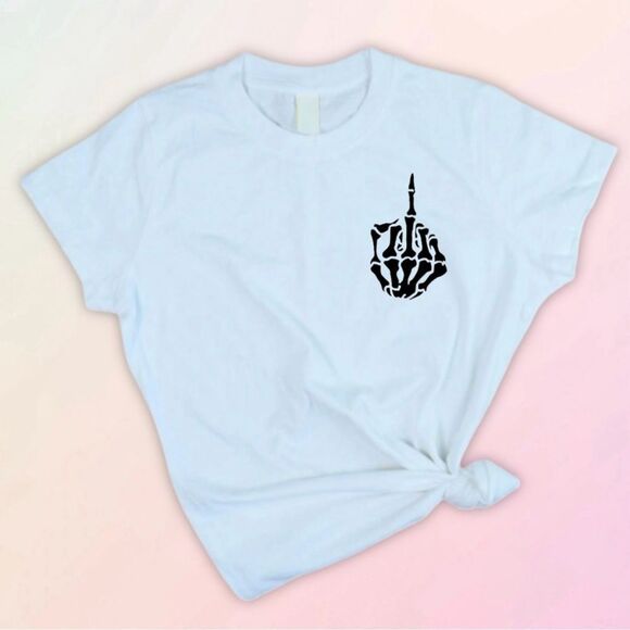 “Fu(k You”, Skeleton, Slim Fit Tee, US Women’s Size S-3X - Picture 1 of 7